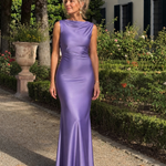 Talette | Sleeveless Boat Neck Fitted Maxi Dress