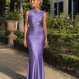 Talette | Sleeveless Boat Neck Fitted Maxi Dress