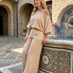 Rosetta | One Shoulder Wide Sleeve Top And Wide Leg Pants Set