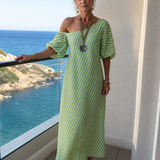 Vesrose | Striped Empire Waist Midi Dress