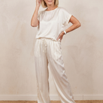 Beldra | Short Sleeve Drawstring Waist Pants Set