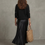 Lunwyn | Bias Fall Satin Skirt Knit Layer Set