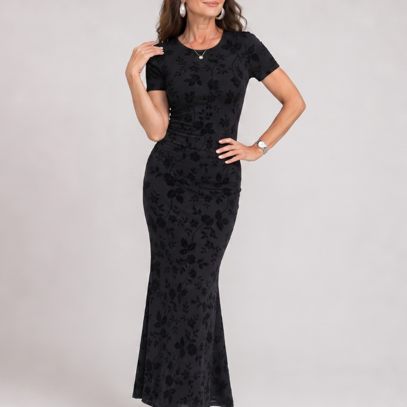 Callavia | Short Sleeve Crew Neck Midi Dress