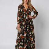 Tovawyn | Floral Print Long Sleeve Tiered Maxi Dress