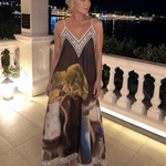 Caslyn | Scenic Print Sleeveless Flowing Midi Dress