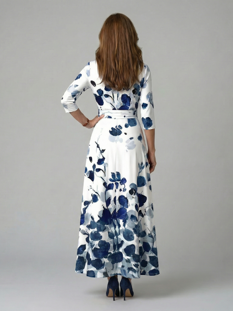 Liasette | Cross Wrap Neck Midi Dress