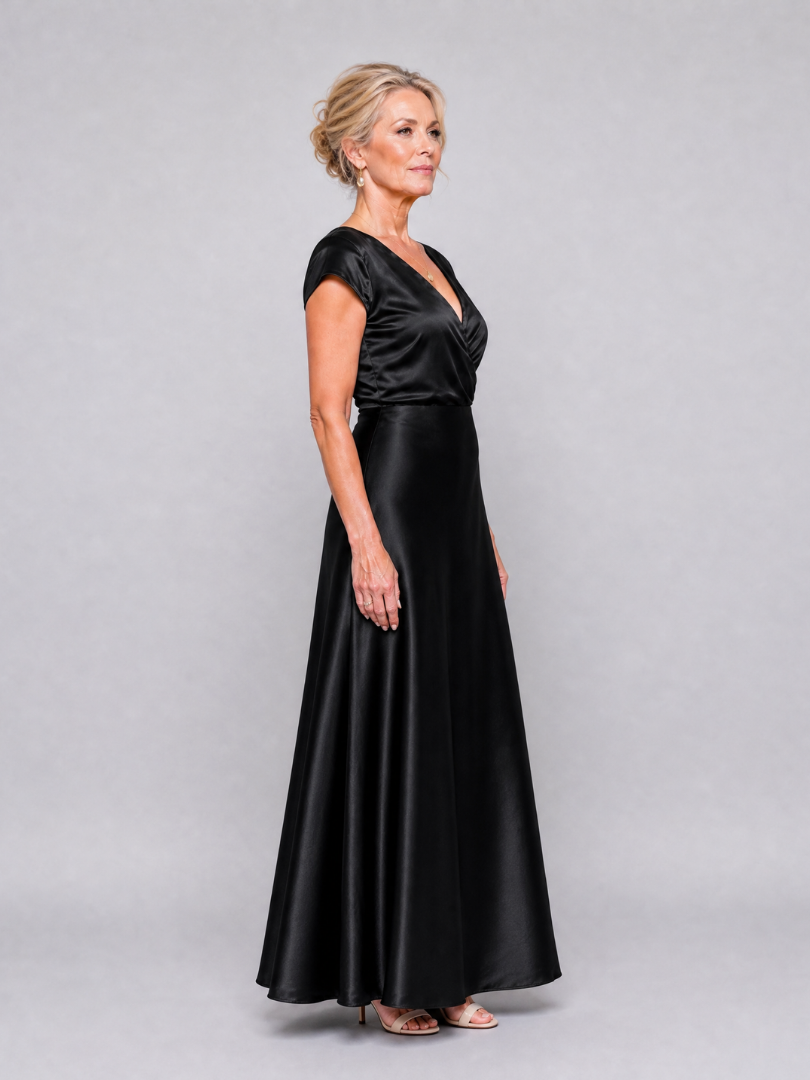 Dellora | Cap Sleeve Wrap Bodice Maxi Dress