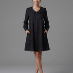 Eloney | Button Front Collar Knee Length Dress