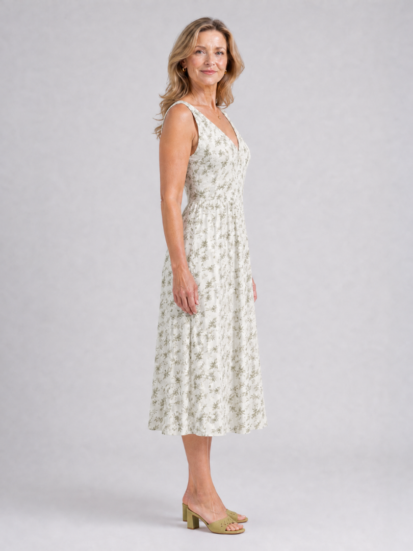 Dalrose | Sleeveless Floral V Neck Midi Dress