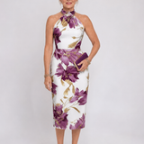 Mirlette | Halter Neck Floral Print Midi Dress