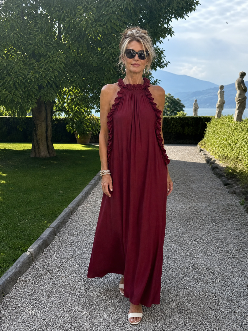 Giania | Sleeveless Ruffle Neck Maxi Dress