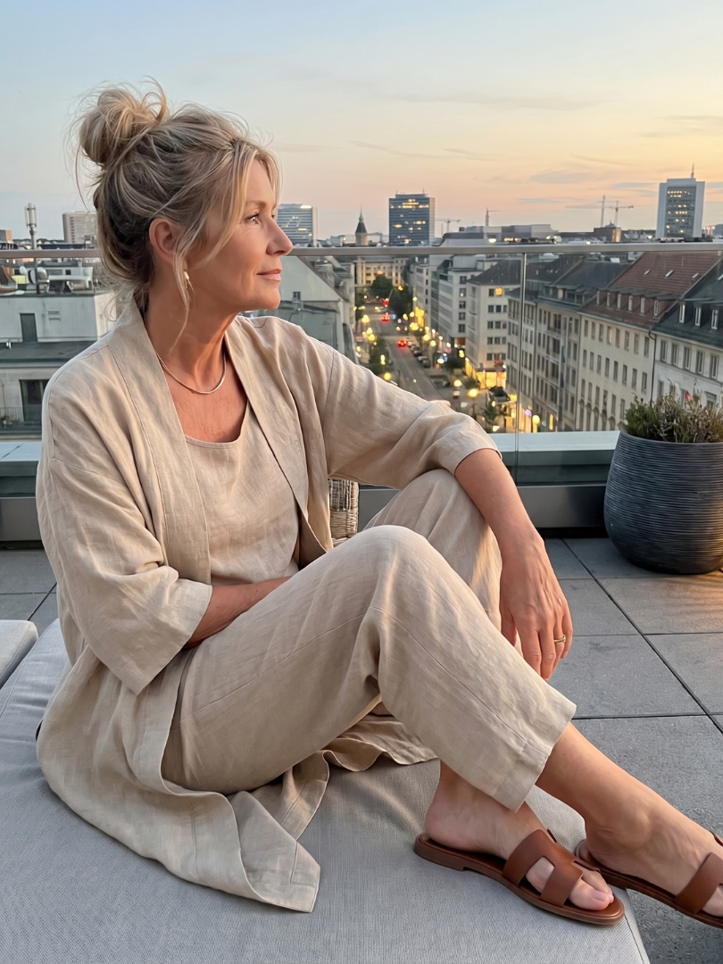 Theassa | Three Piece Relaxed Top Pant Set