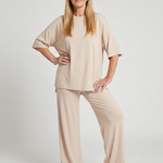 Belndra | Short Sleeve Oversized Top And Wide Leg Pants Set