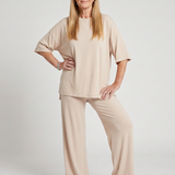 Belndra | Short Sleeve Oversized Top And Wide Leg Pants Set