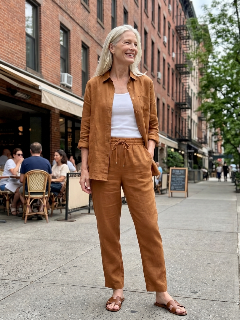 Elisette | Long Sleeve Shirt Tapered Pants Set