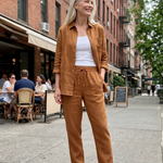 Elisette | Long Sleeve Shirt Tapered Pants Set