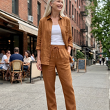 Elisette | Long Sleeve Shirt Tapered Pants Set