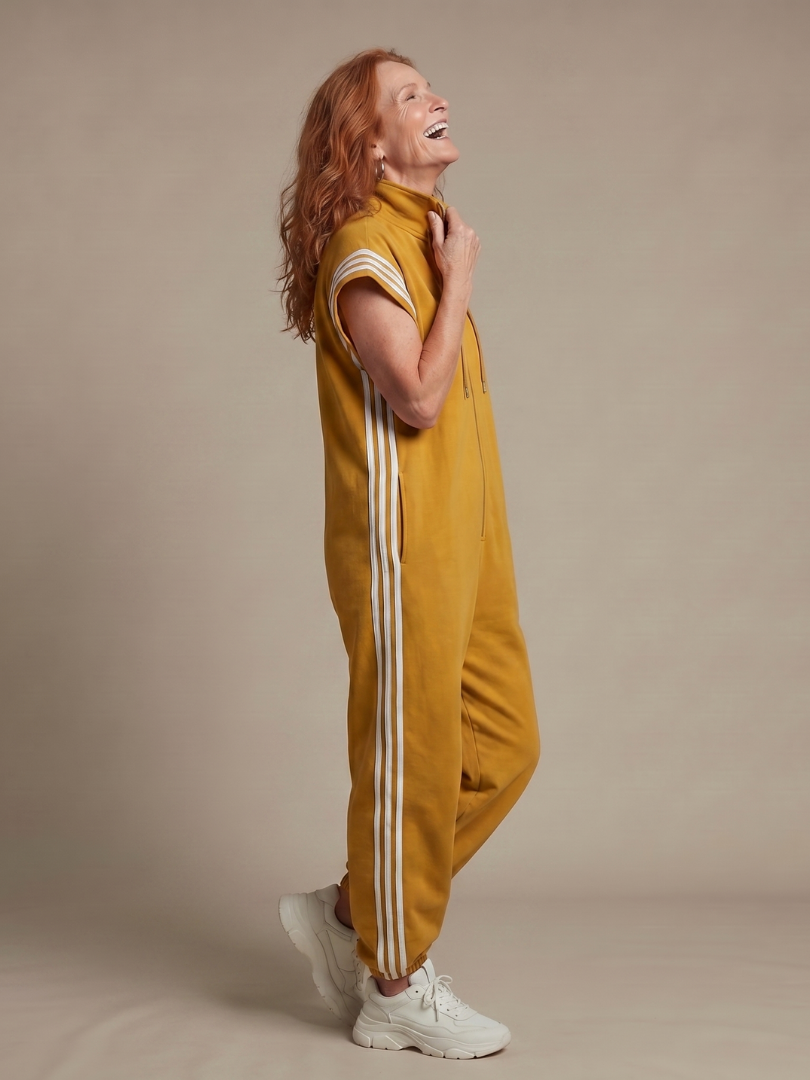 Mirania | Zip Front Stripe Panel Jumpsuit
