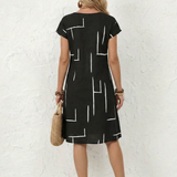 Noralia | Short Sleeve Abstract Print Knee Length Dress