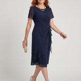 Callassa | Short Sleeve Layered Hem Midi Dress