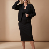Lilara | Button Front Cropped Jacket Midi Dress Set