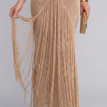 Renwyn | Halter Neck Crochet Fringe Detail Maxi Dress
