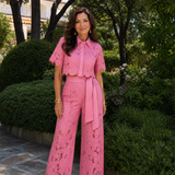 Elobelle | Lace Button Front Two Piece Pant Set