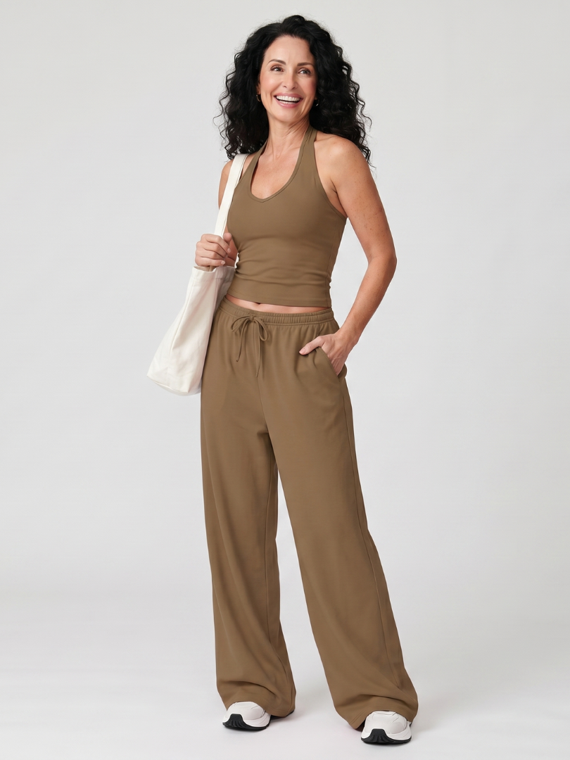 Valmae | Sleeveless Scoop Neck Top And Wide Leg Pants Set