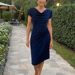 Elila | Draped Cap Sleeve Midi Dress