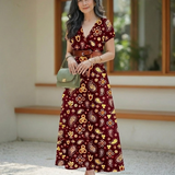 Tamsinna | Elegant Floral V-Neck Midi Dress