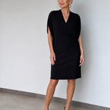 Verenabeth | V Neck Short Sleeve Knee Length Dress