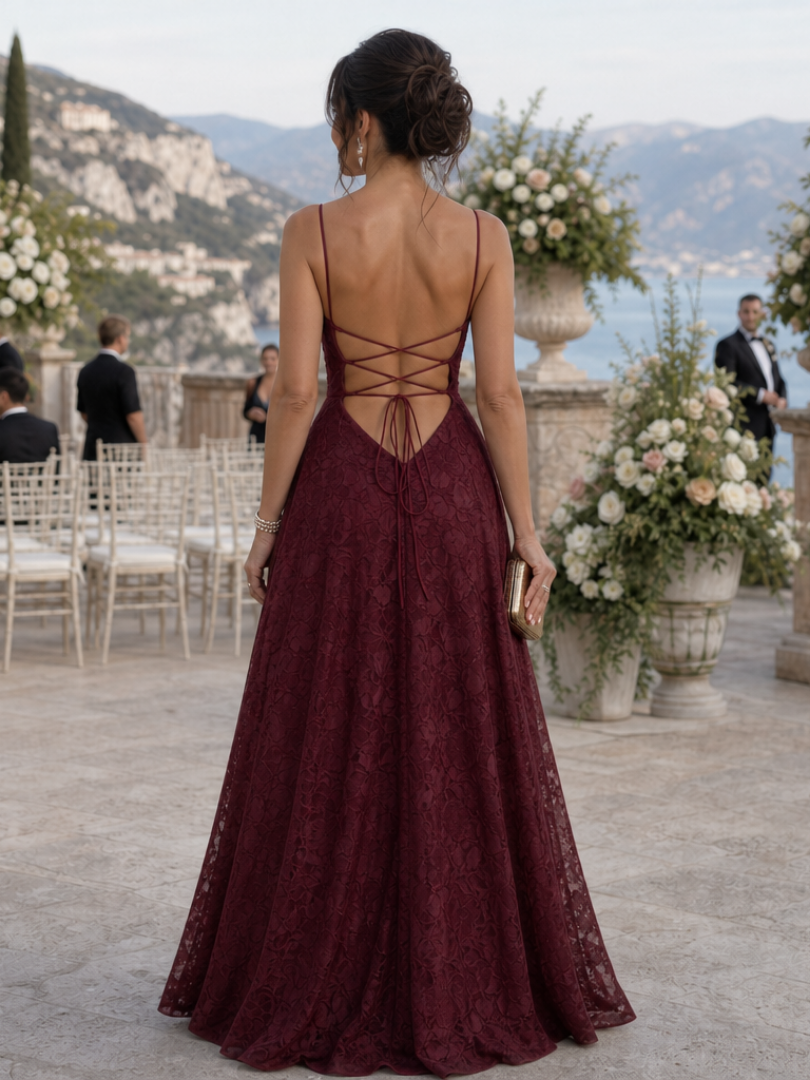 Fiorin | Spaghetti Strap Full Lace Maxi Dress