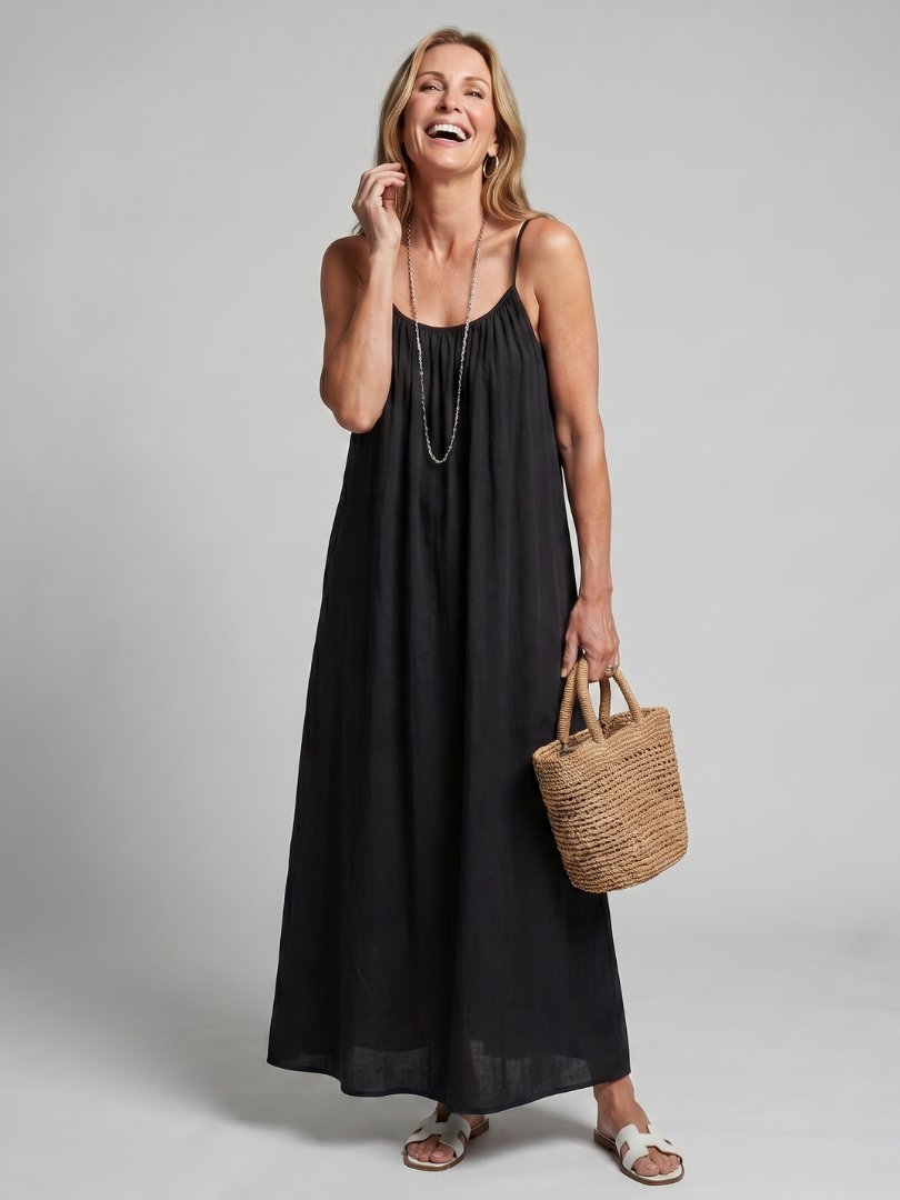 Lunine | Gathered Neckline Silhouette Loose Lounge Dress
