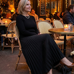 Serandra | Knit Top Pleated Skirt Midi Dress