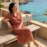 Milrin | Printed Button Front Belted Midi Dress