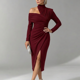 Vesrin | One Shoulder Draped Midi Dress