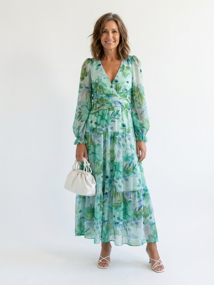 Elirose | Long Sleeve Floral Maxi Dress