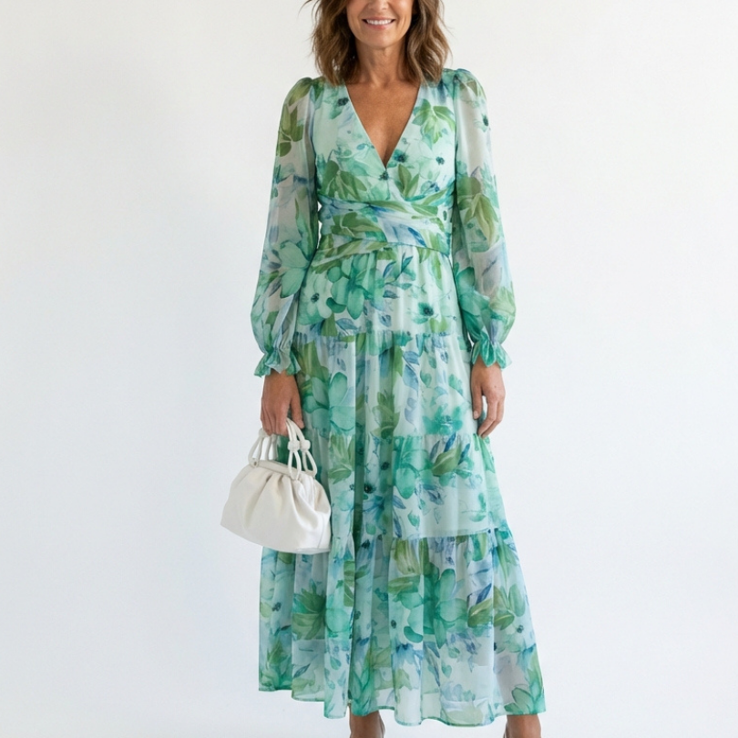 Elirose | Long Sleeve Floral Maxi Dress