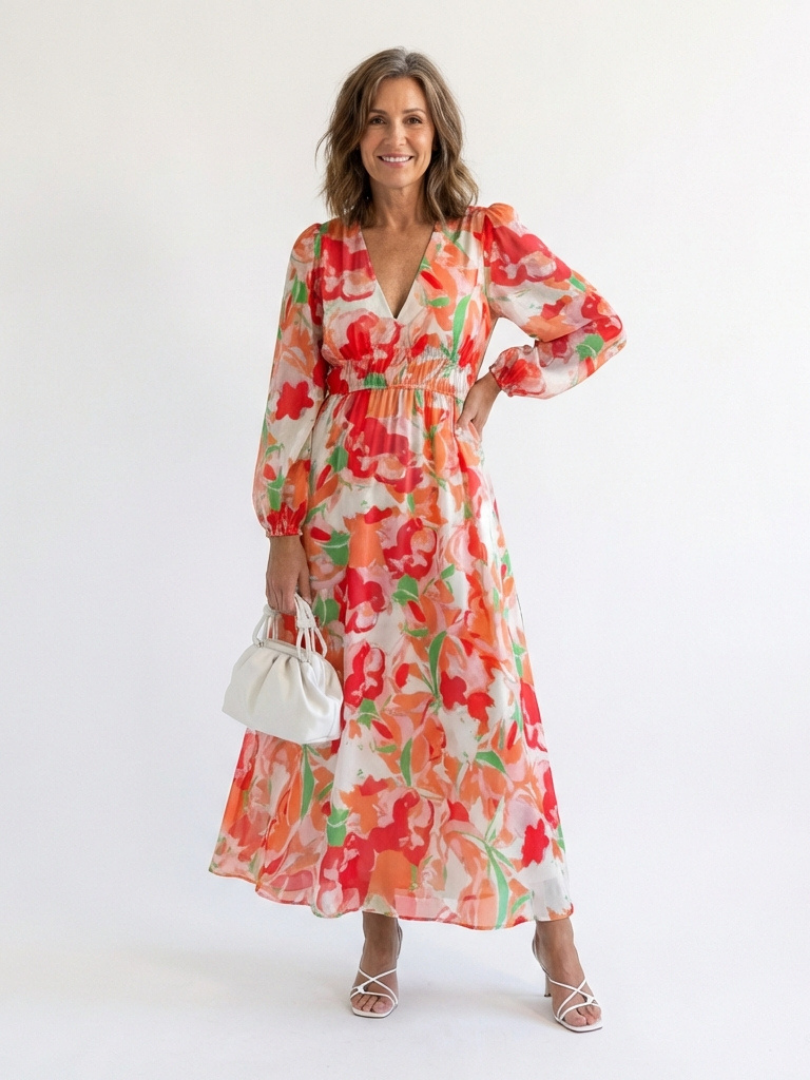 Elirose | Long Sleeve Floral Maxi Dress