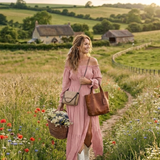 Merndra | Off Shoulder Long Sleeve Smocked Maxi Dress