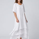 Vesmarie | Short Sleeve Layered Midi Dress