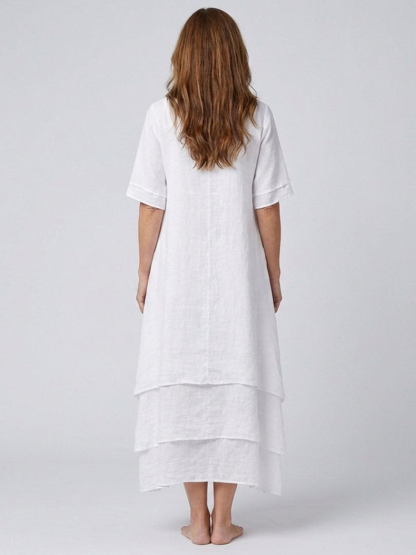 Vesmarie | Short Sleeve Layered Midi Dress