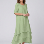 Vesmarie | Short Sleeve Layered Midi Dress