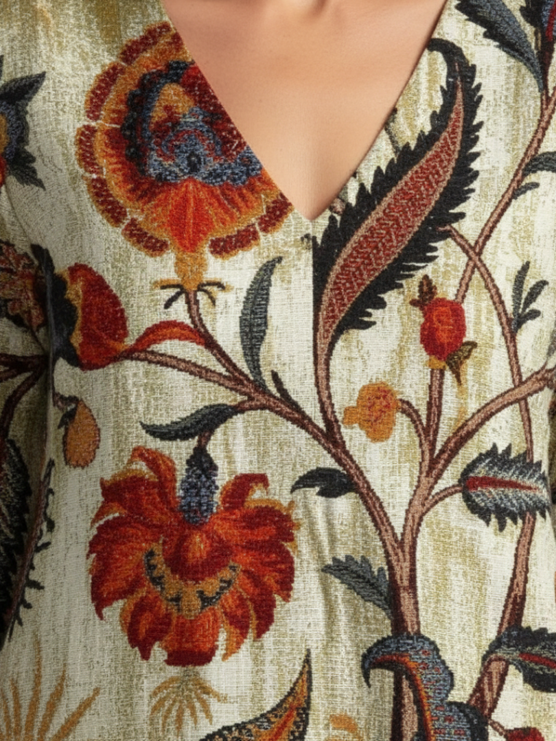 Jula | V Neck Long Sleeve Floral Midi Dress