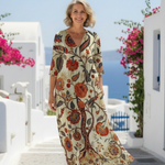 Jula | V Neck Long Sleeve Floral Midi Dress