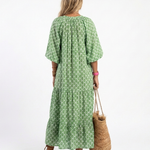 Tamsinrose | Three Quarter Sleeve V Neck Patterned Midi Dress