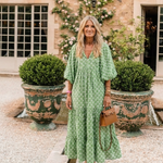 Tamsinrose | Three Quarter Sleeve V Neck Patterned Midi Dress