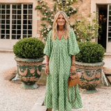 Tamsinrose | Three Quarter Sleeve V Neck Patterned Midi Dress