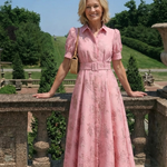 Dellalyn | Short Sleeve Belted Floral Textured Maxi Shirt Dress