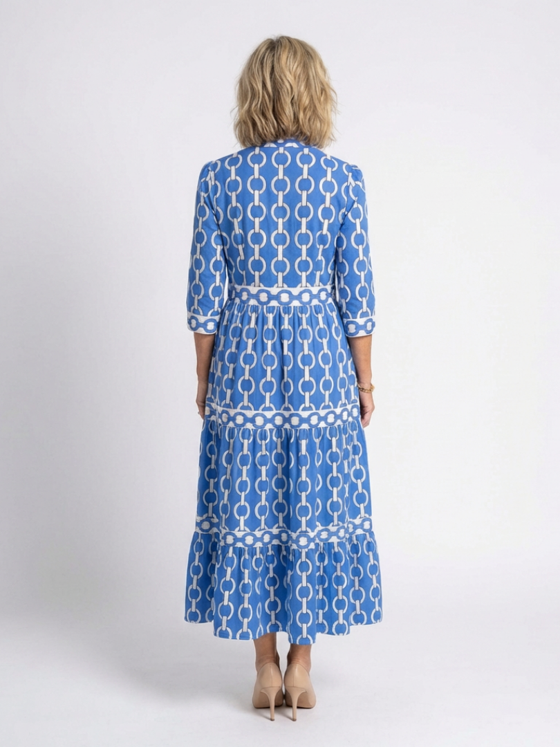 Tamsinine | Three Quarter Sleeve Chain Pattern Midi Dress